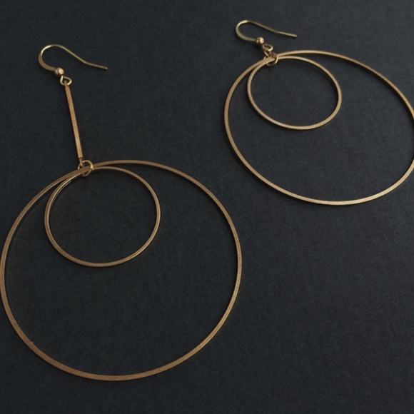 Original Design Brass Asymmetric Hoop Drop Earring - Picture 2 of 2